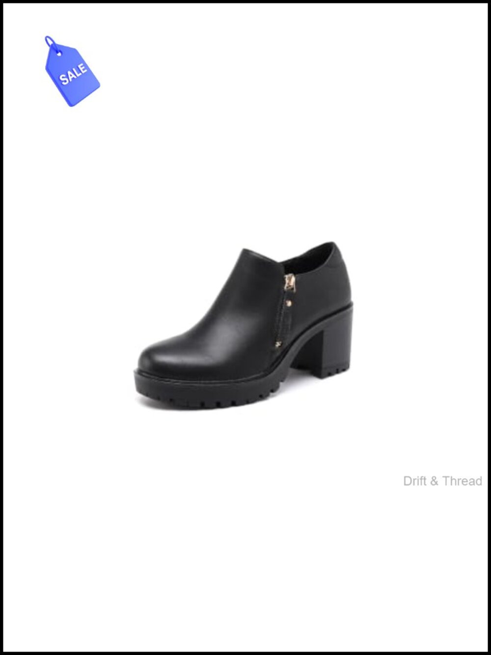 Faux Leather Chunky Heel Ankle Boots, Side Zipper, Round Toe, Platform